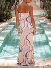 Unique Swirl Print Round Neck Slip Maxi Dress